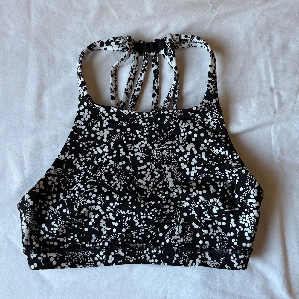 lululemon athletica Black & White Speckle Strappy-Back Sports Bra